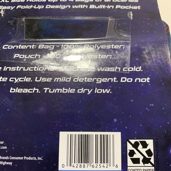 Disney Pixar LIGHTYEAR Reusable Grocery Bag 23" x 16.5" Pocket Easy Fold Up (B) - Picture 5 of 6